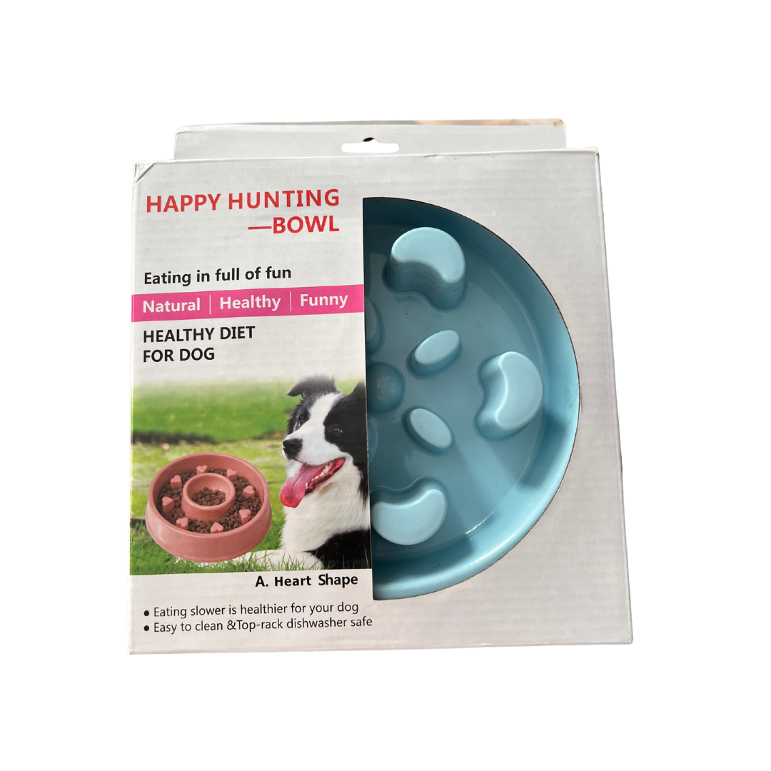 Castron pentru caini, pentru hranire lenta, potrivit pentru prevenirea Indigestiei, Ljon Home, model Happy Blue
