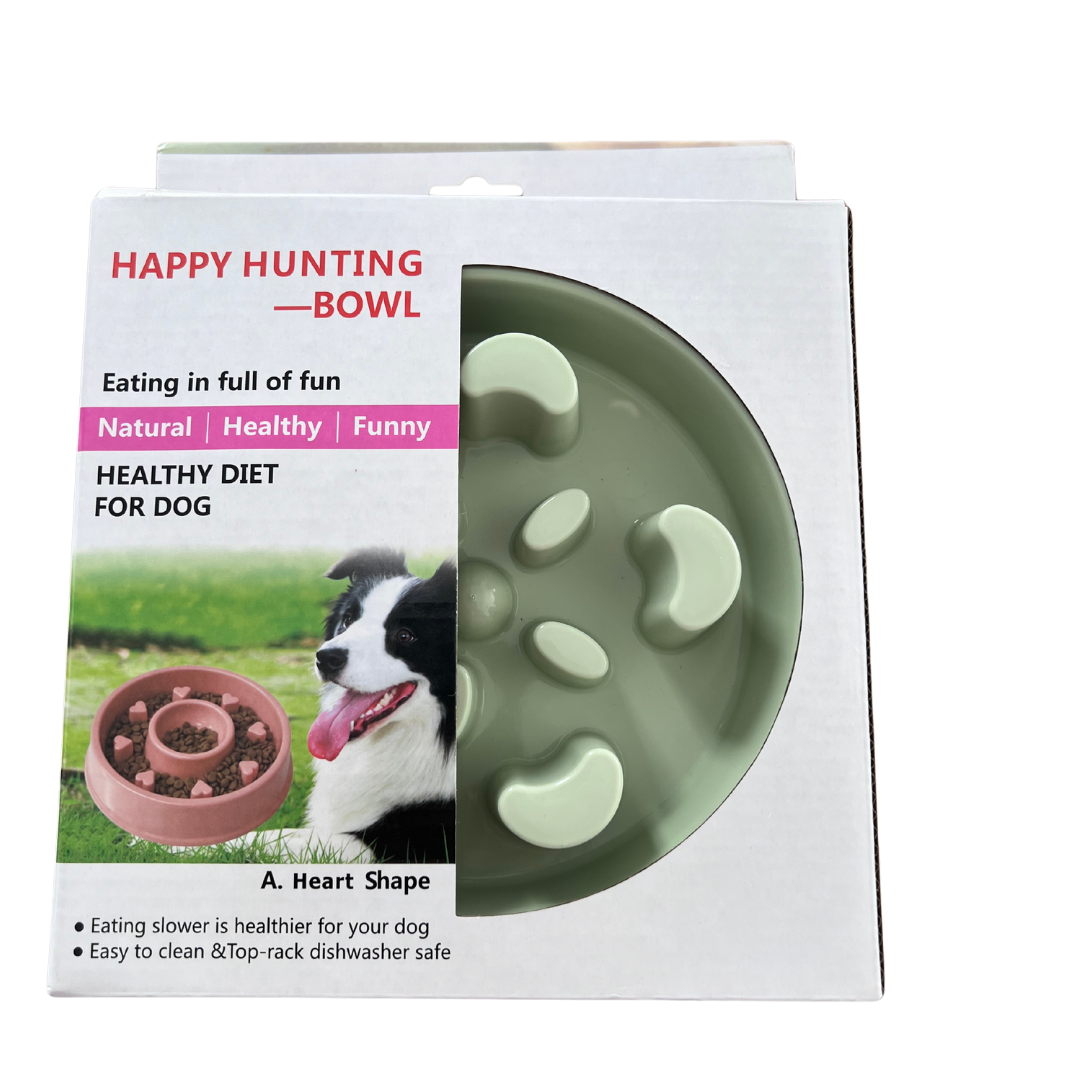 Castron pentru caini, pentru hranire lenta, potrivit pentru prevenirea Indigestiei, LJON Home, model HappyGreen